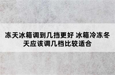 冻天冰箱调到几挡更好 冰箱冷冻冬天应该调几档比较适合